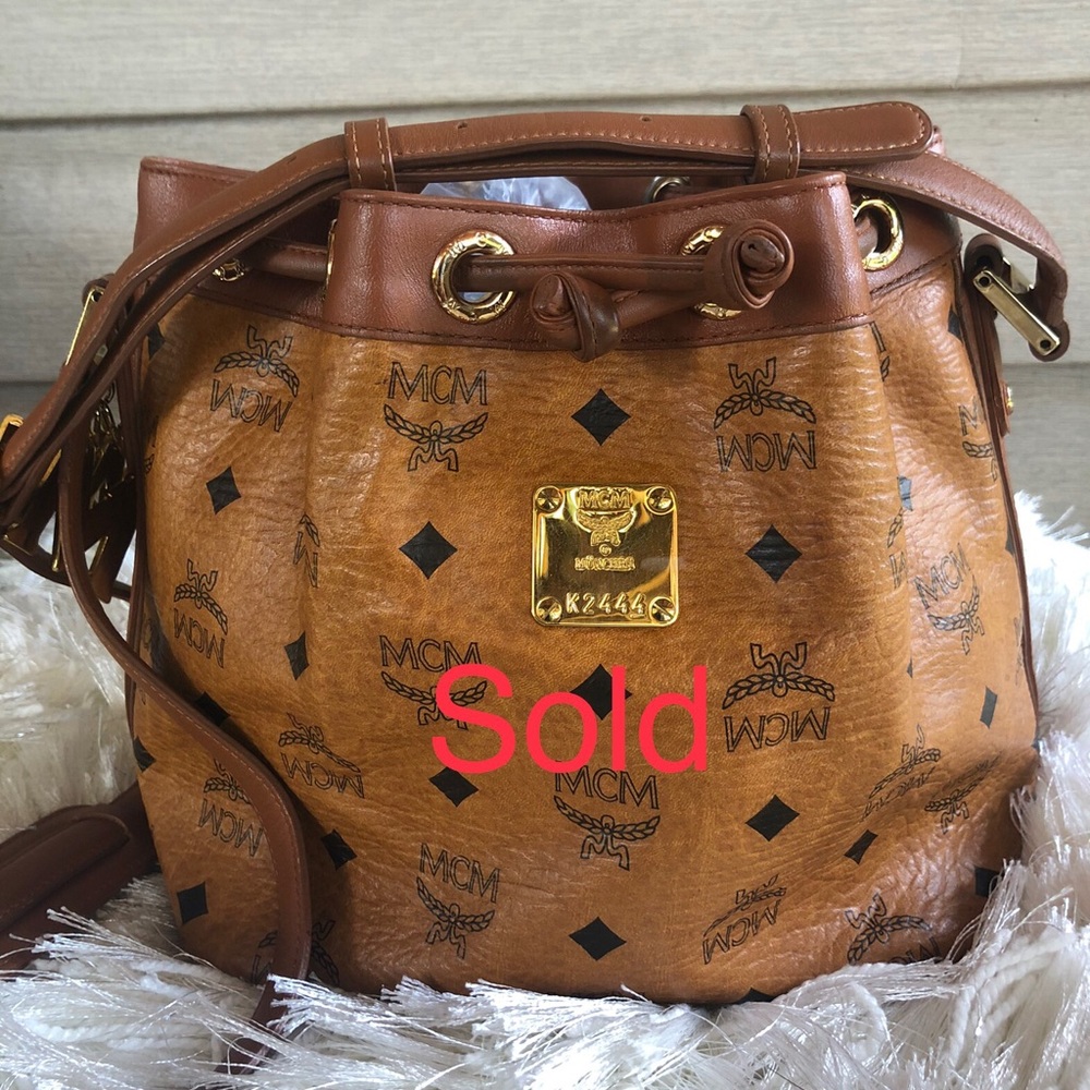 Authentic MCM Visetos coated canvas bucket Bag